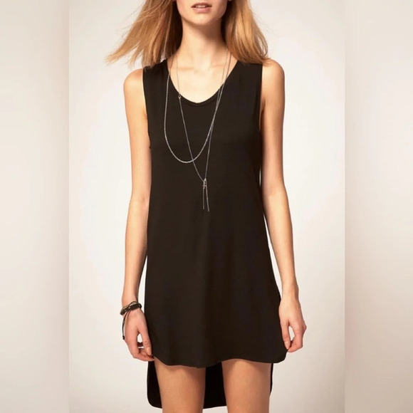 Revolve LNA Cardiff Dress Cut out High Low Hem T-Shirt Asymmetrical hem Black XS - Picture 4 of 16